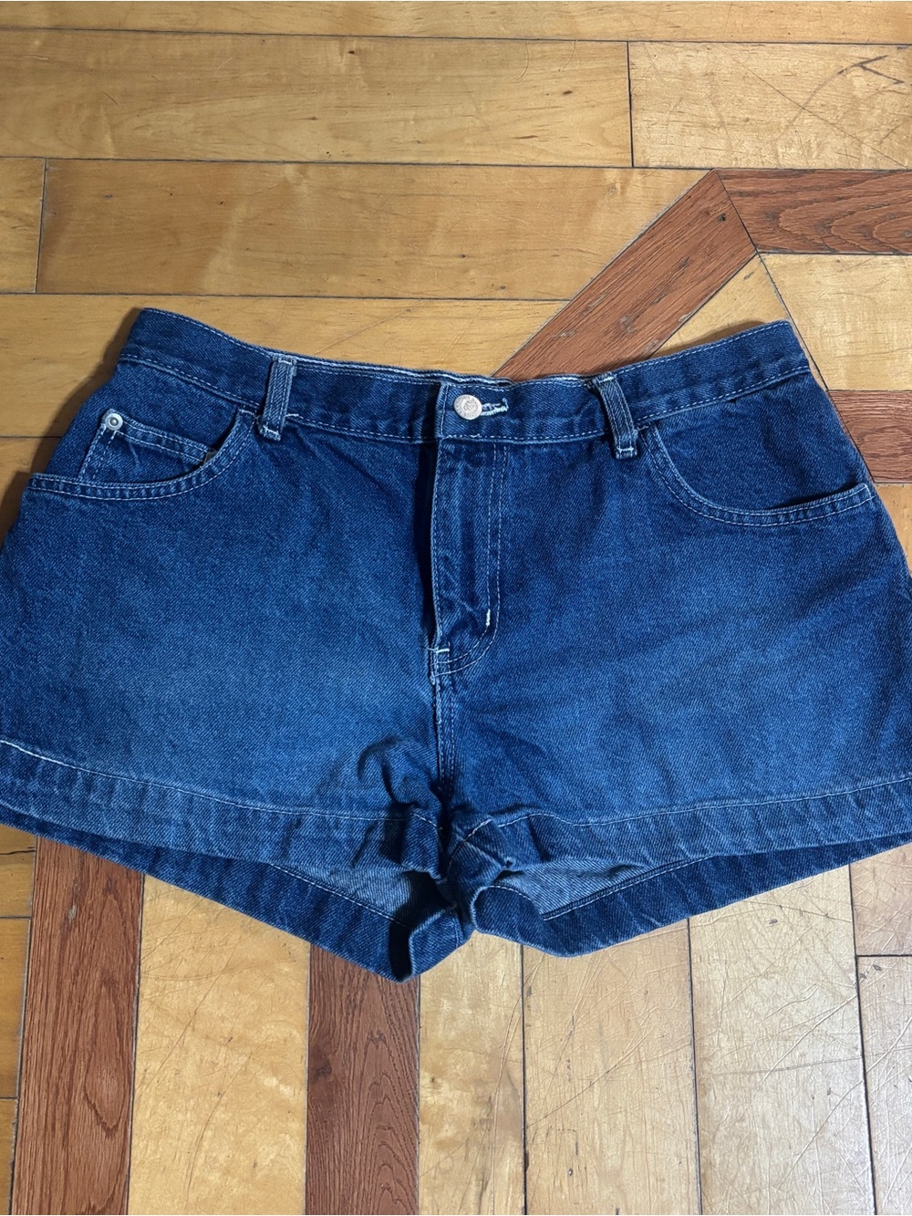 Dark Wash Mid-Rise Jean Shorts - size juniors 13